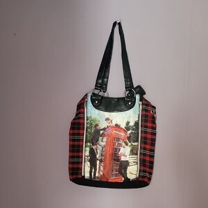 Trendy Black and Red Plaid Tote Bag
